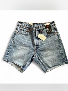 Levi's Light Blue Raw Hem Denim Cutoff Shorts